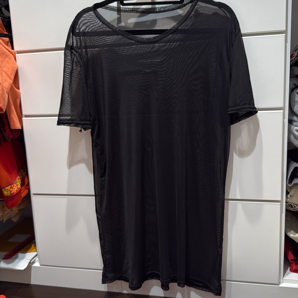 SHEIN Black Mesh Swim Coverup